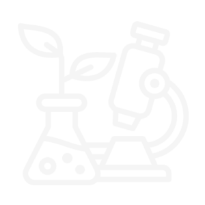 icone simple blanc d'un microscope qui observe une plante
